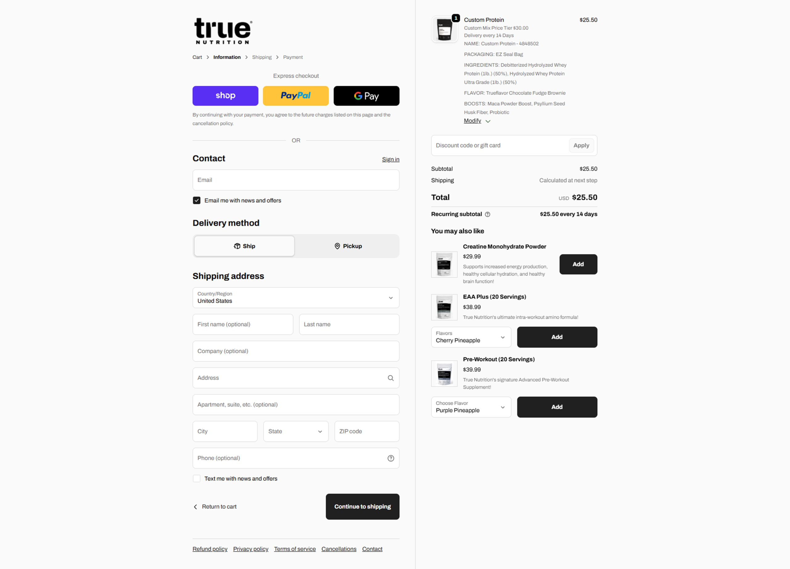 Checkout Page Full Preview