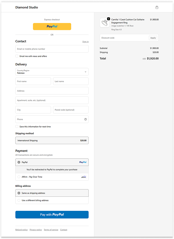 Checkout Page Preview
