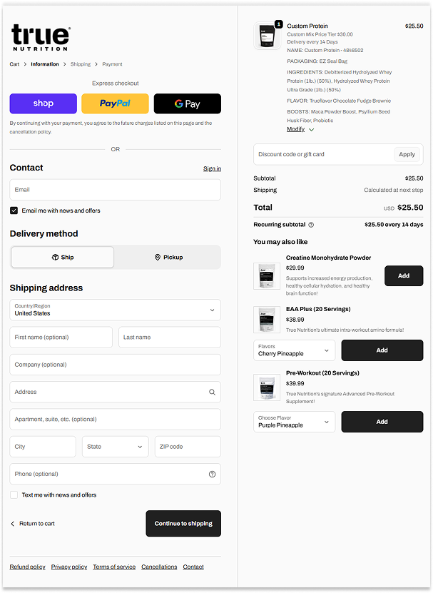 Checkout Page Preview